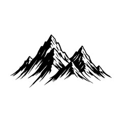 Black and white illustration of a mountain range with jagged peaks design