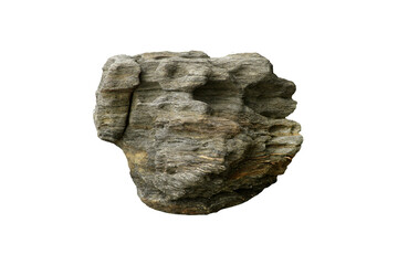 A big rough gneiss stone isolated on white background.