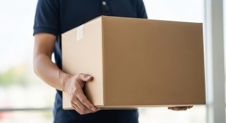 An authentic photograph of a delivery person handling boxes