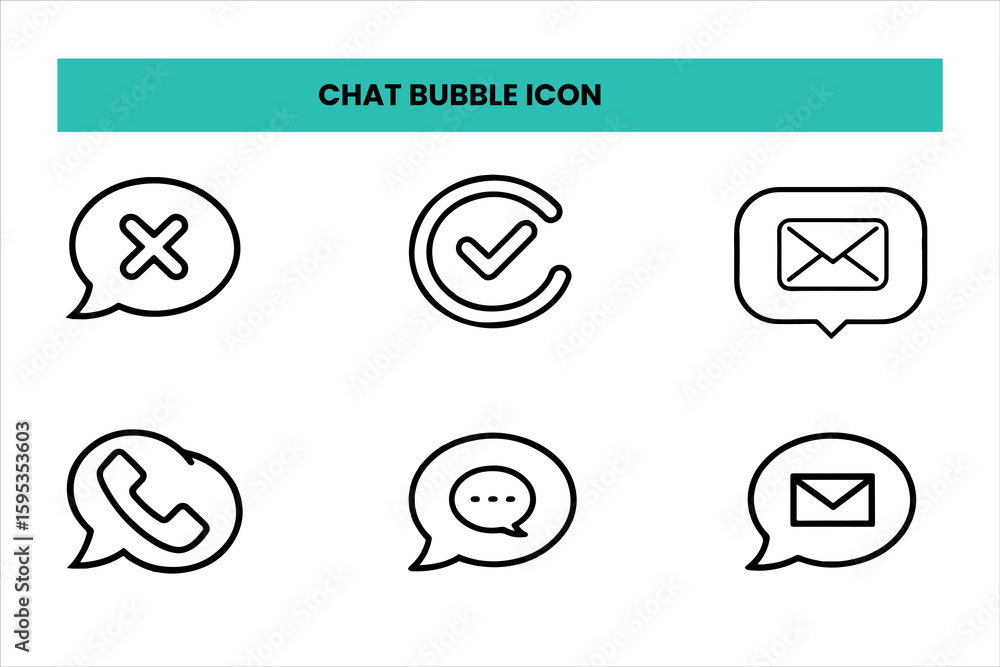 Poster set of outline icons related to chat bubble icon. linear icon collection. editable stroke. vector il