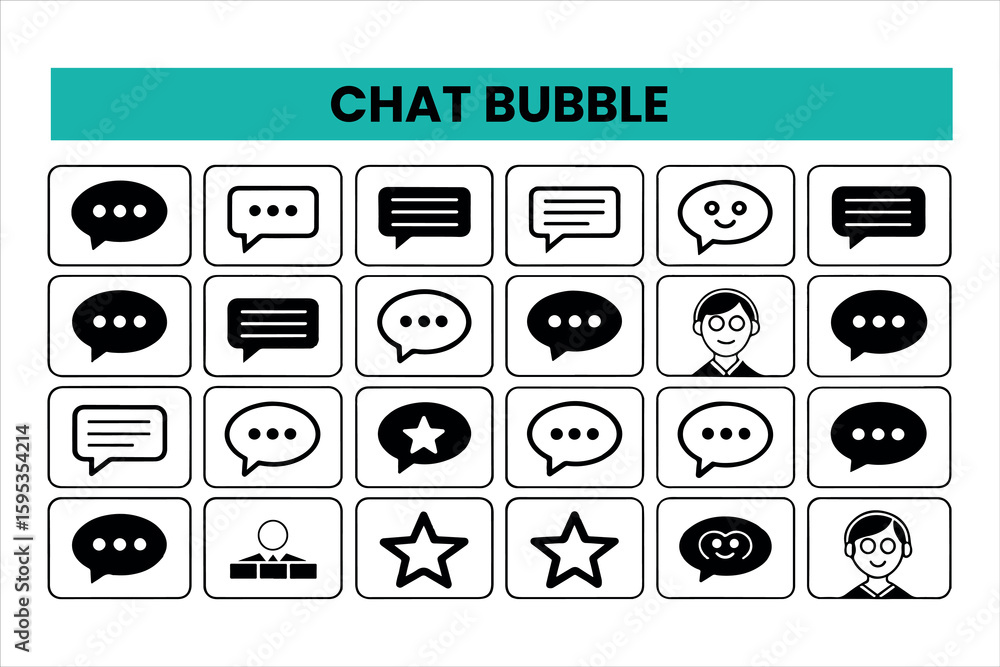 Poster set of outline icons related to chat bubble icon. linear icon collection. editable stroke. vector il