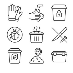 Safety any sharp labeled icon vector compost breathable icons set isolated per