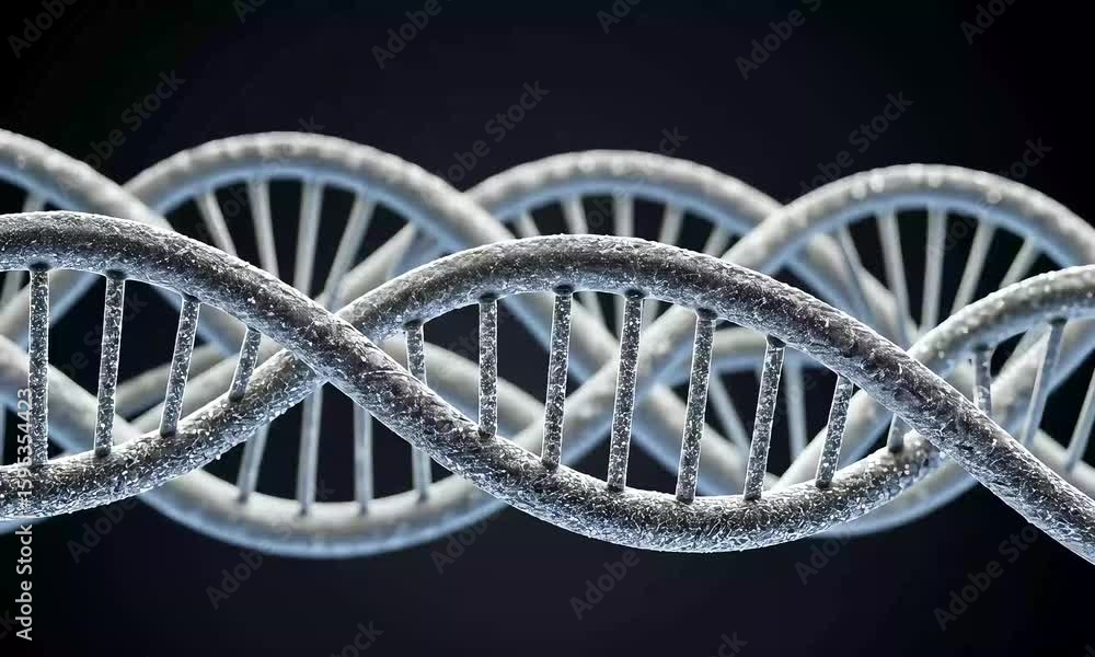 Aufkleber abstract representation of a dna double helix on dark blue background illustrating genetic code and 