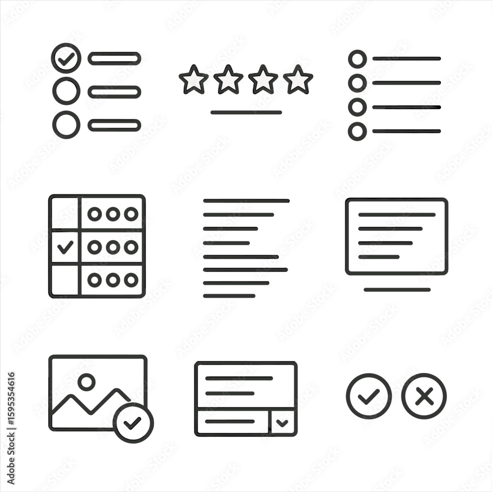 Poster detailed survey punctuation list no icons vector letters set icon isolated