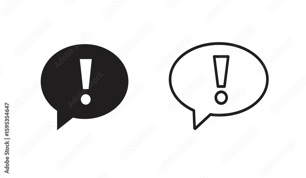 Poster exclamation point in speech bubble icon set alert and notification symbol