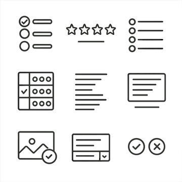 Detailed survey punctuation list no icons vector letters set icon isolated