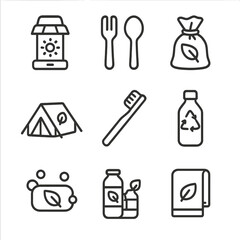 Cyrillic uniform bamboo isolated eco grid equally vector no icon camping essentials