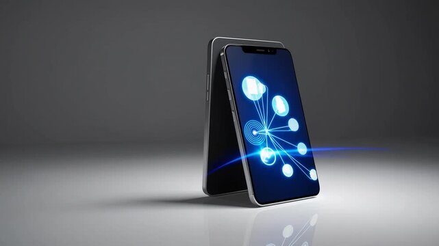 Sleek Frameless Smartphone Display with White Screen in High-Quality Studio Setting