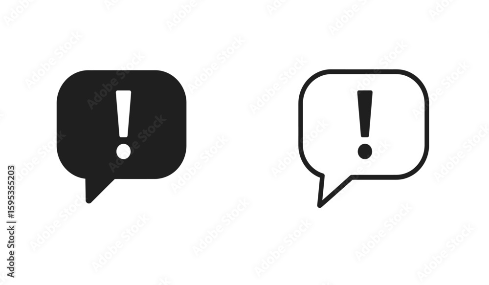 Poster exclamation mark in speech bubble warning or important message icon