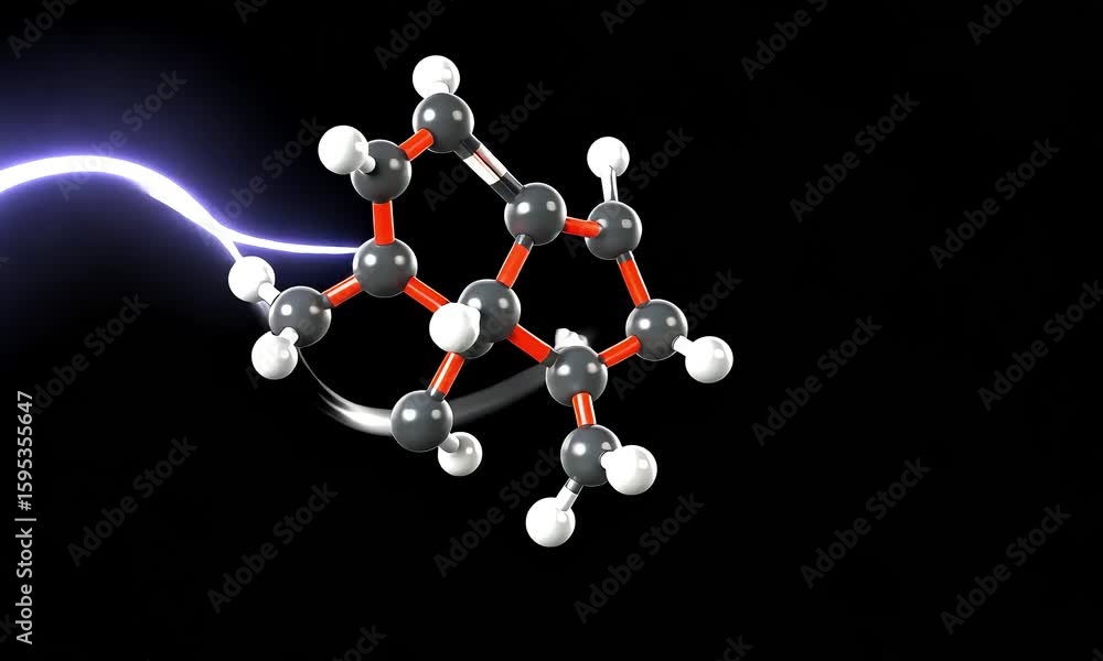 Aufkleber animated molecule structure rotating over black background with gray spheres red lines and white sph