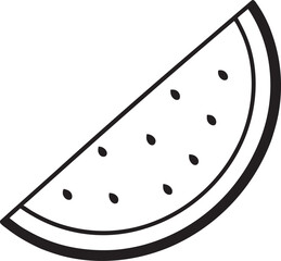 Whole and sliced fresh fruit watermelon slice thin line Icon - editable stroke
