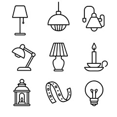 Icon led vector scandi numbers lighting letters globe light text icons per