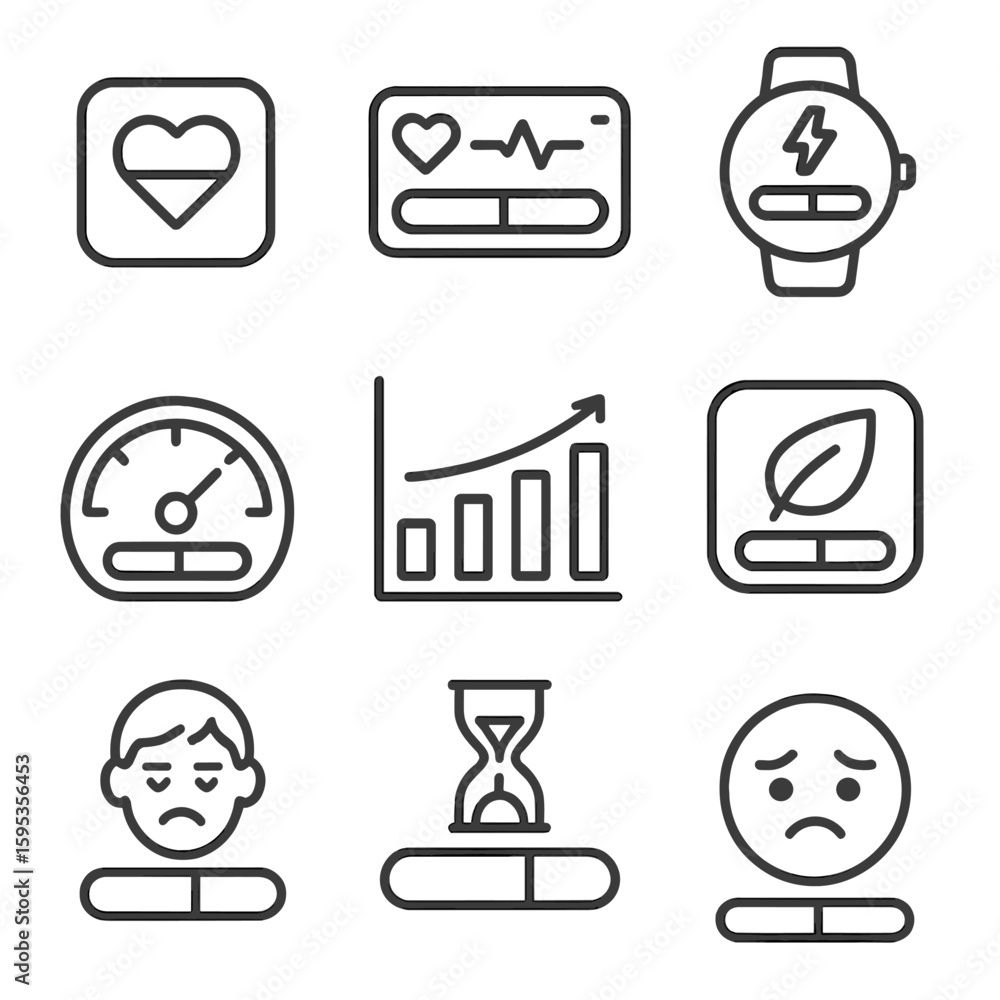 Poster speech icon spaced smartwatch characters text stress no dashboard vector bar