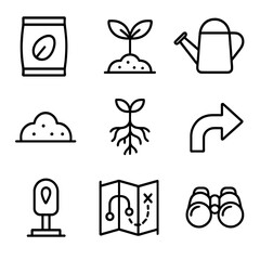 Watering progress arrow packet vector binoculars icons mound marker milestone plant icon
