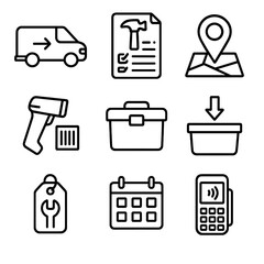 Icon rental vector scheduling tool scanner maintenance pickup icons payment location agreement