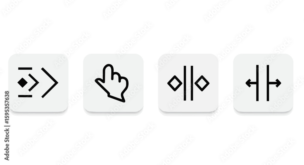 Fototapete collection of user interface icons representing navigation gestures and layout controls
