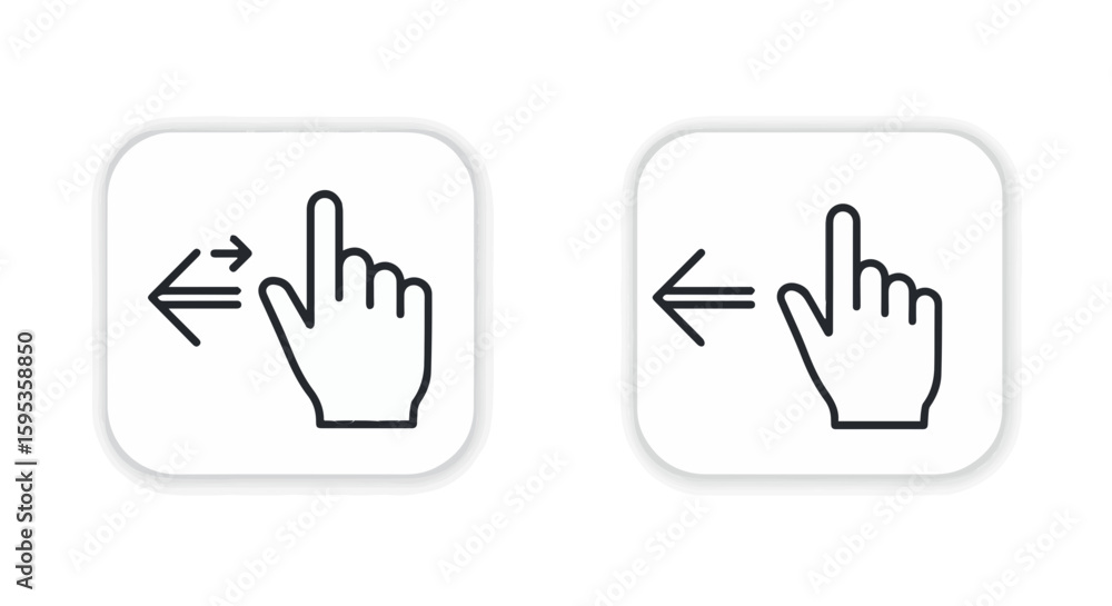 Poster hand gesture icons indicating a swipe left action on a digital interface