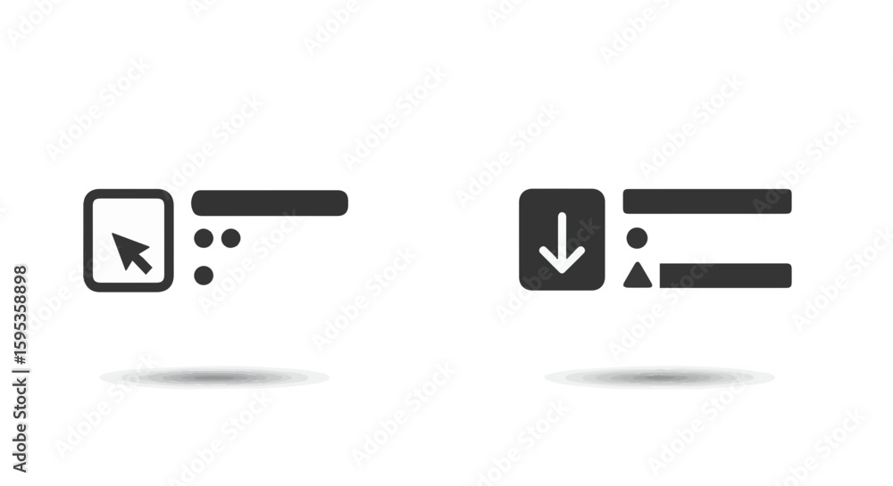Poster illustration displaying actions for selection and downloading files online platform tools