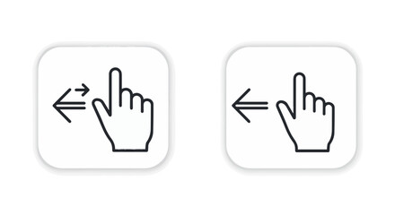 Obraz premium Hand gesture icons indicating a swipe left action on a digital interface