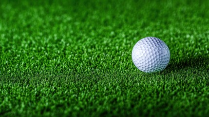 Golf ball on green artificial turf