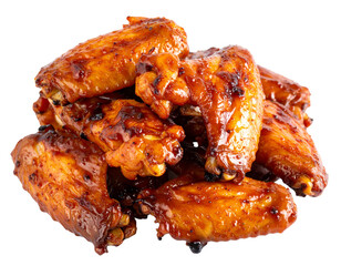 Sticky BBQ Chicken Wings in a Stack, Isolated on Transparent Background