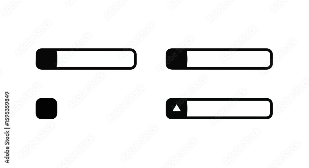 Aufkleber minimalist loading bars and control button icons set for user interface design