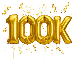  Balões dourados 10.000k com confetes dourados ao redor, estilo explosão de comemoração