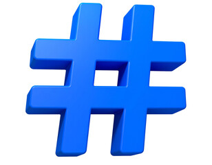 Obraz premium Chunky 3D Hashtag in Light-to-Dark Blue Gradient, Top-Down View with Shadow Play