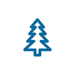 Fototapeta premium Stylized blue silhouette of a pine tree against a white background, perfect for various design projects, nature themes, and seasonal decorations.