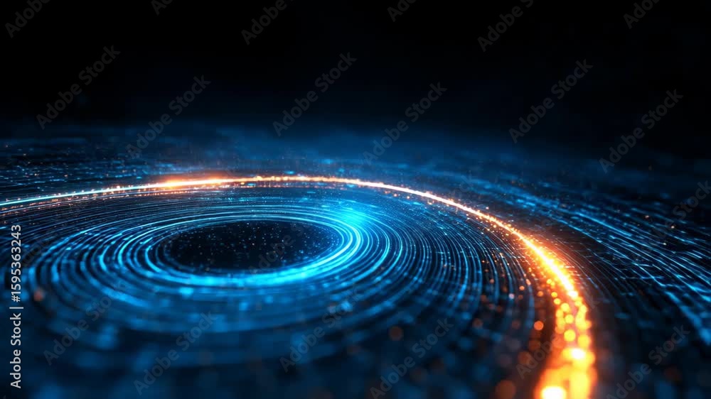 Poster abstract digital swirls and spirals of light creating dynamic technological movements