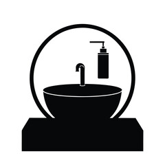 Obraz premium Bathroom sink and soap dispenser silhouette