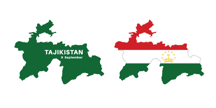  tajikistan  flag and map set. tajikistan flag in official colors and proportions., map