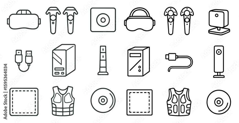 Fototapete collection of computer peripherals and accessories. the items include a keyboard, mouse, headset, an