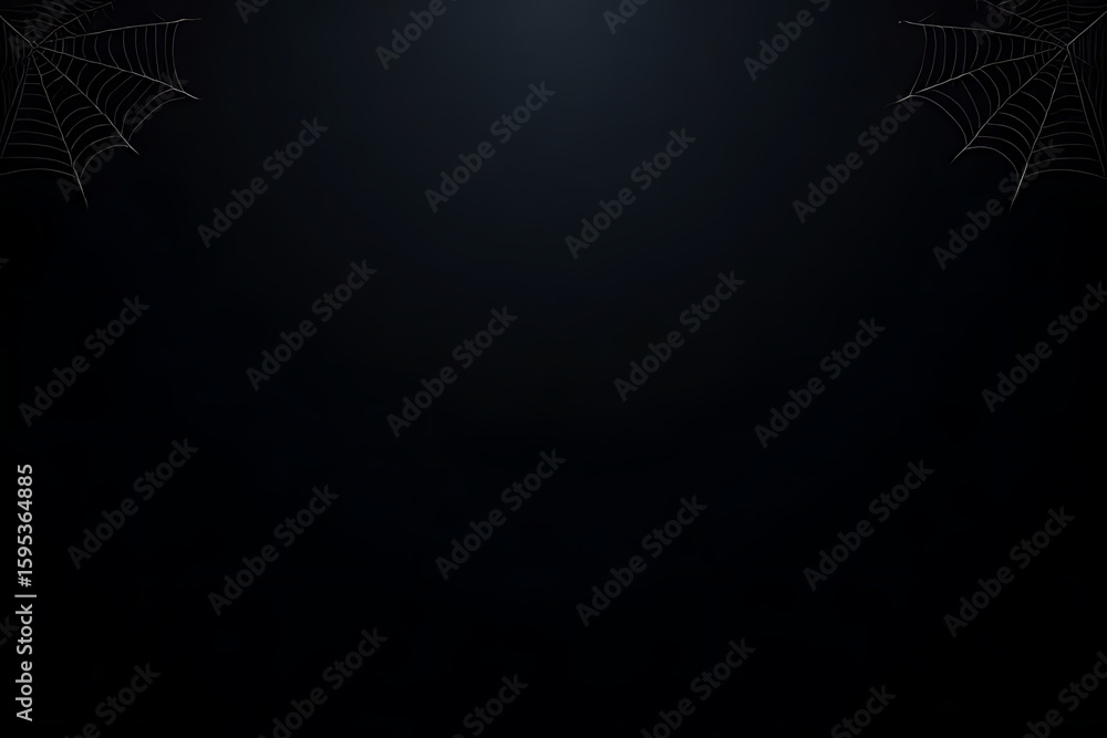 Fototapete dark background with two spiderwebs in the corners halloween themed illustration with gradient and e