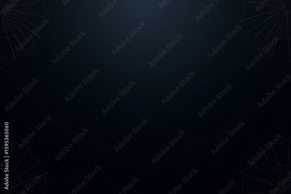 Fototapete dark blue background with spiderwebs in each corner halloween themed graphic design with empty space