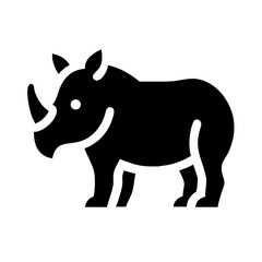 Powerful Rhinoceros Icon Vector Illustration of a Standing Rhino, Perfect for Wildlife, African Safari, and Animal Themes
