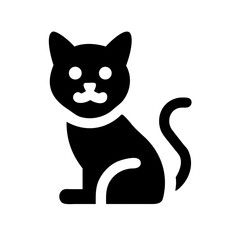 Simple and Iconic Black Silhouette of a Seated Cat, a Clean and Modern Graphic Design Element Perfect for Various Creative Projects and Applications, Featuring a Distinctive Feline Form