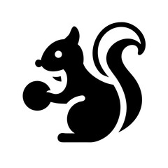 Charming Squirrel Icon with Nut A Playful Silhouette for Nature & Wildlife Designs