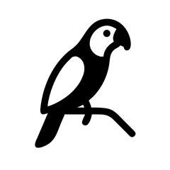 Elegant Perched Parrot Icon - Tropical Bird Silhouette Illustration for Animal Lovers and Nature Enthusiasts, Perfect for Wildlife and Exotic Theme Designs