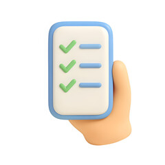 3d checklist on phone icon isolated on transparent background. task or organization concept