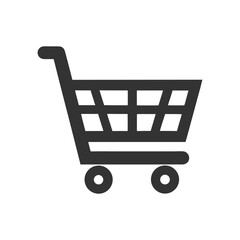 Dark gray shopping cart icon on a white background trolley supermarket