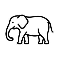 Fototapeta premium Minimalist Elephant Icon Side View Line Art for Wildlife and Conservation Projects, Simple Black and White Design Depicting Graceful Elephant Silhouette