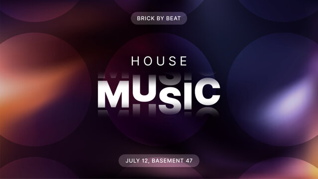 House music event poster design. Gradient abstract background. Modern electronic dance music festival advertisement.