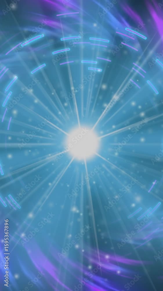 Aufkleber animation of colorful swirling vortex with bright center and dynamic light trails