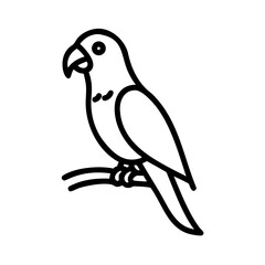 Perched Parrot Outline A simple and charming vector illustration perfect for icons, logos, and designs needing a touch of nature and tropical flair.