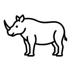 Rhino Standing Outline Icon A Simple, Elegant Depiction of Wildlife in Vector Format for Educational and Conservation Purposes