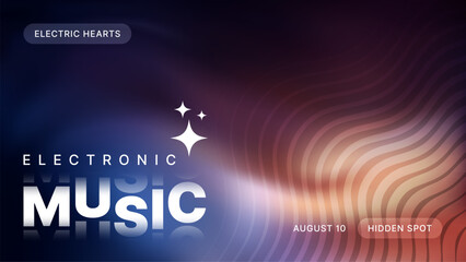 Electronic music party poster with dark background and geometric wave pattern for club event promotion.