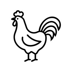 Rooster Silhouette Farm Animal Icon with Clean Lines - Representing Poultry, Agriculture, and Countryside in a Simple Black and White Vector Design