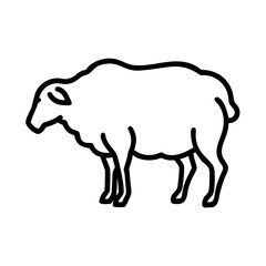 Minimalist Sheep Illustration Grazing Lamb Icon for Farm, Nature and Livestock Concepts, Simple Outline Design of Ovine Animal