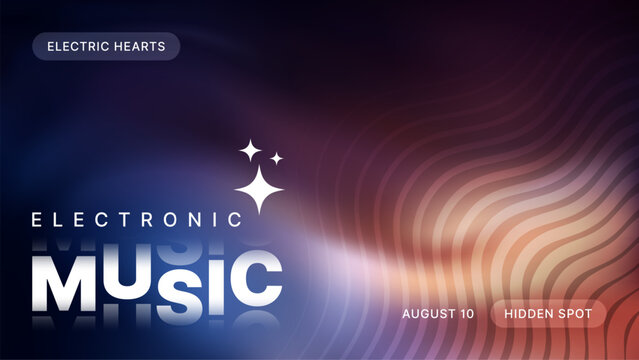 Electronic music party poster with dark background and geometric wave pattern for club event promotion.